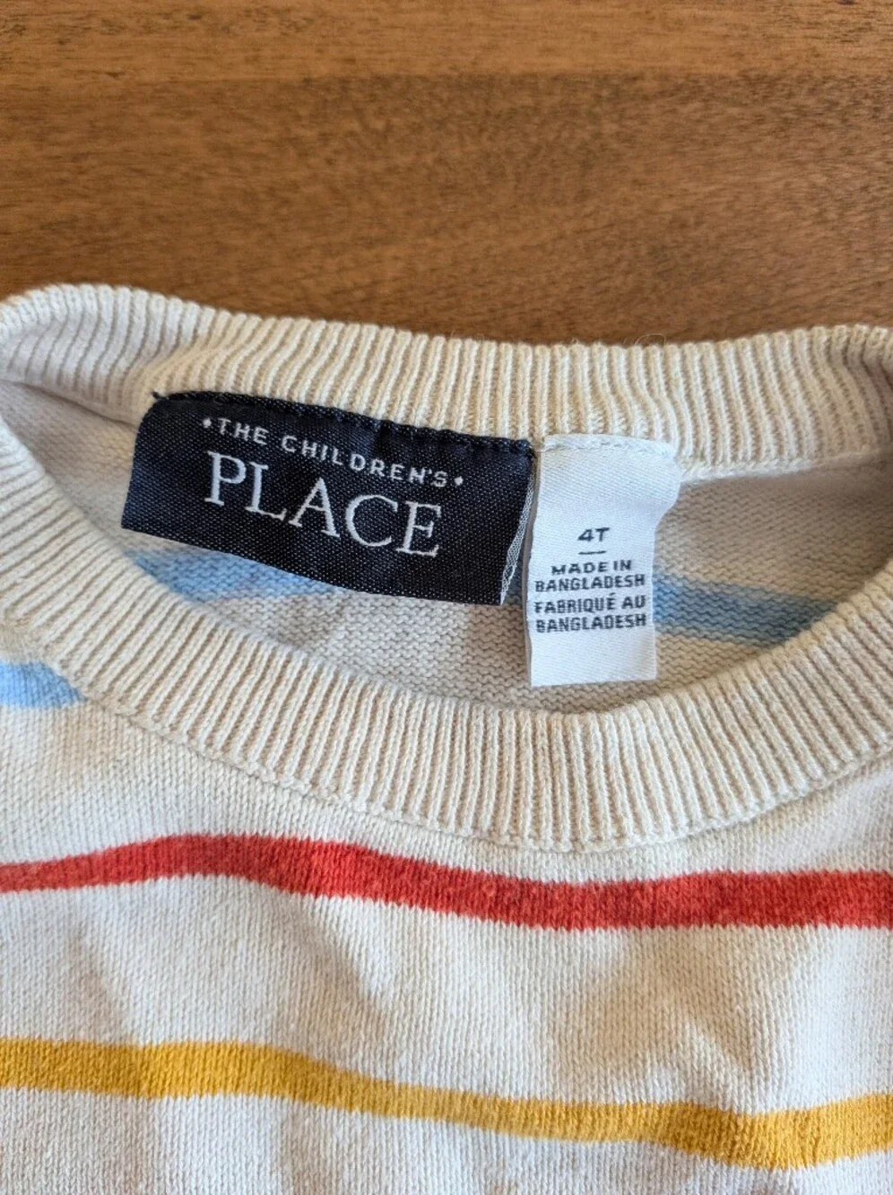 Children's Place Toddler Boys Multi- Colored Striped Cream Sweater, Size 4T